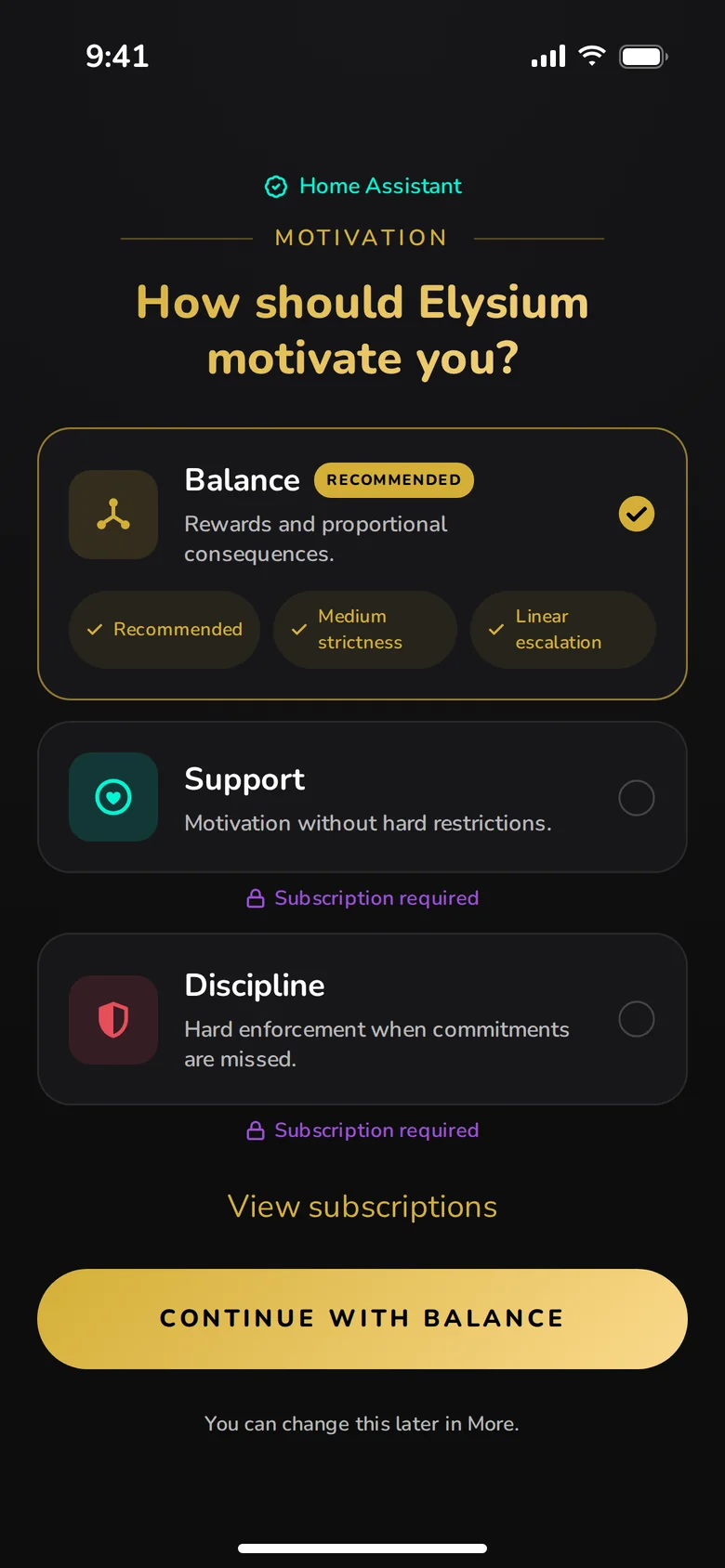 Choosing a behavior profile