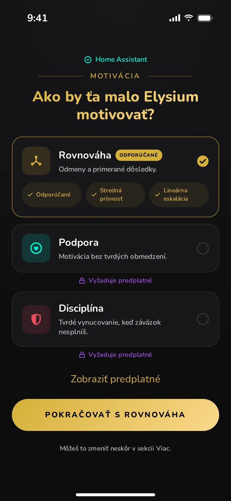 Výber profilu správania