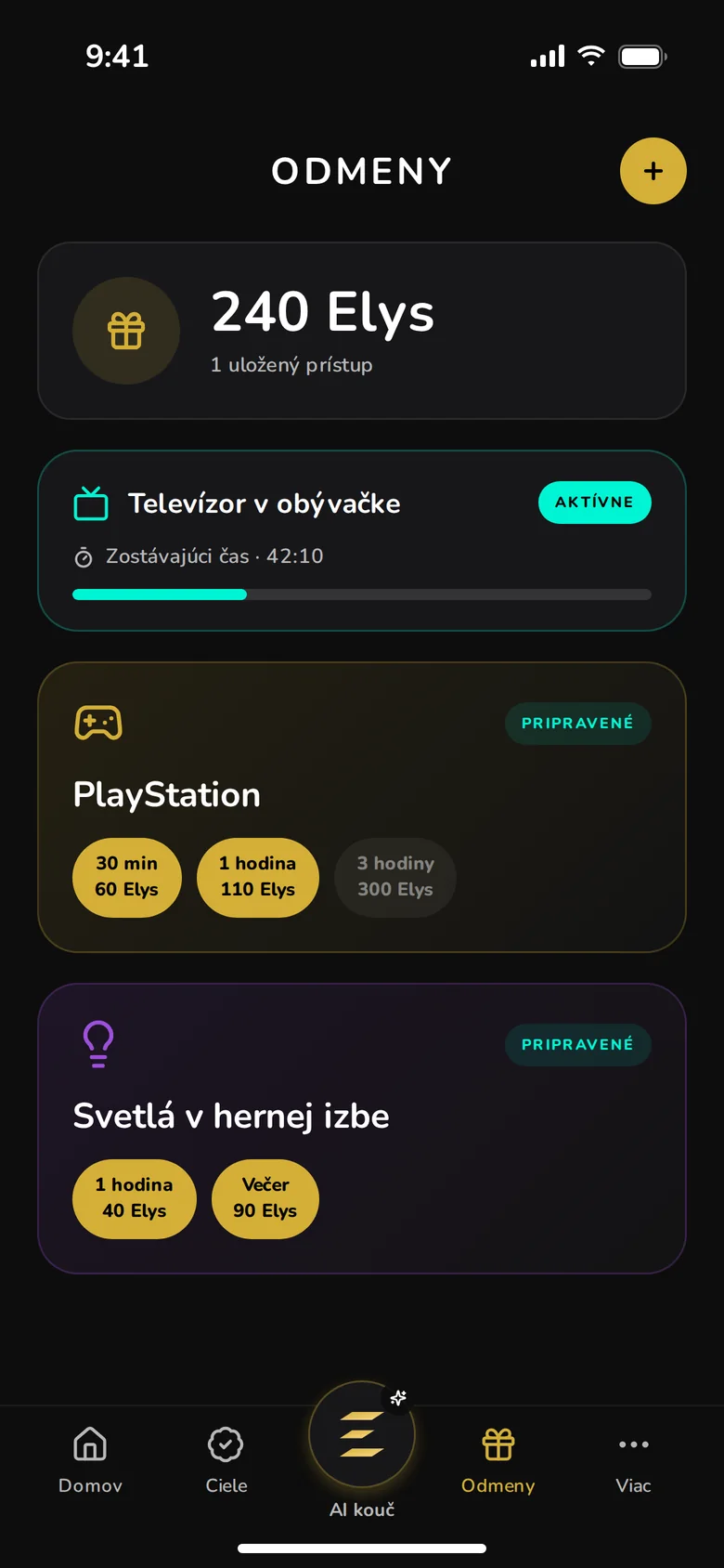 Odmeny: zostatok Elys, prístupy a ponuky